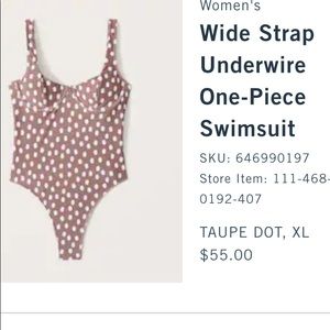 Abercrombie wide strap underwire one piece swimsuit